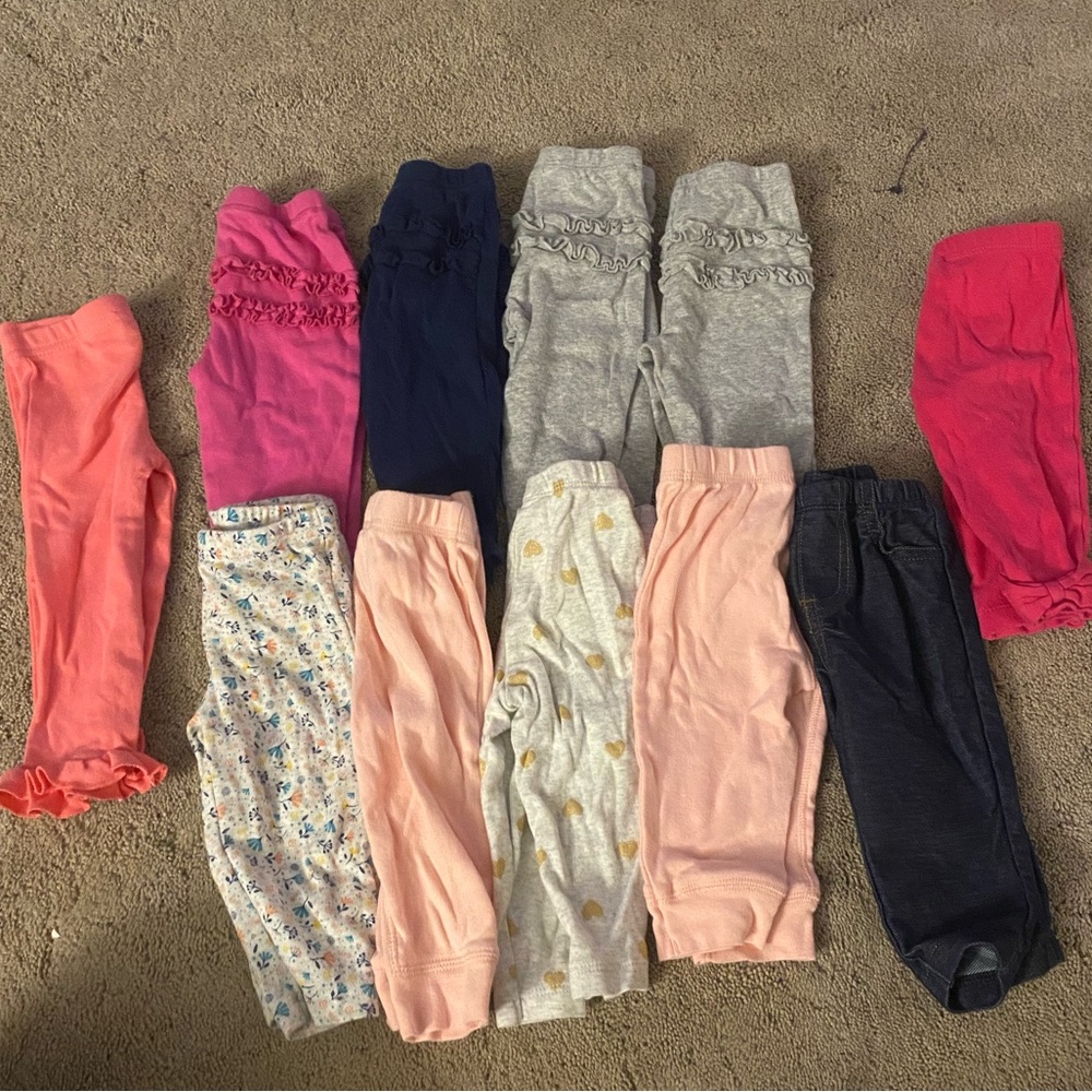 11 pairs girls pants size 6 months